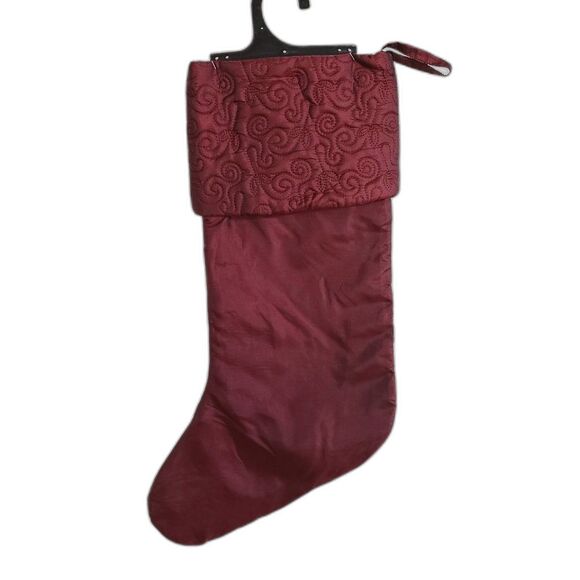 White Pine Elegant Burgundy Wine Colored Holiday Stocking Satin Quilted New NWT - Picture 1 of 14